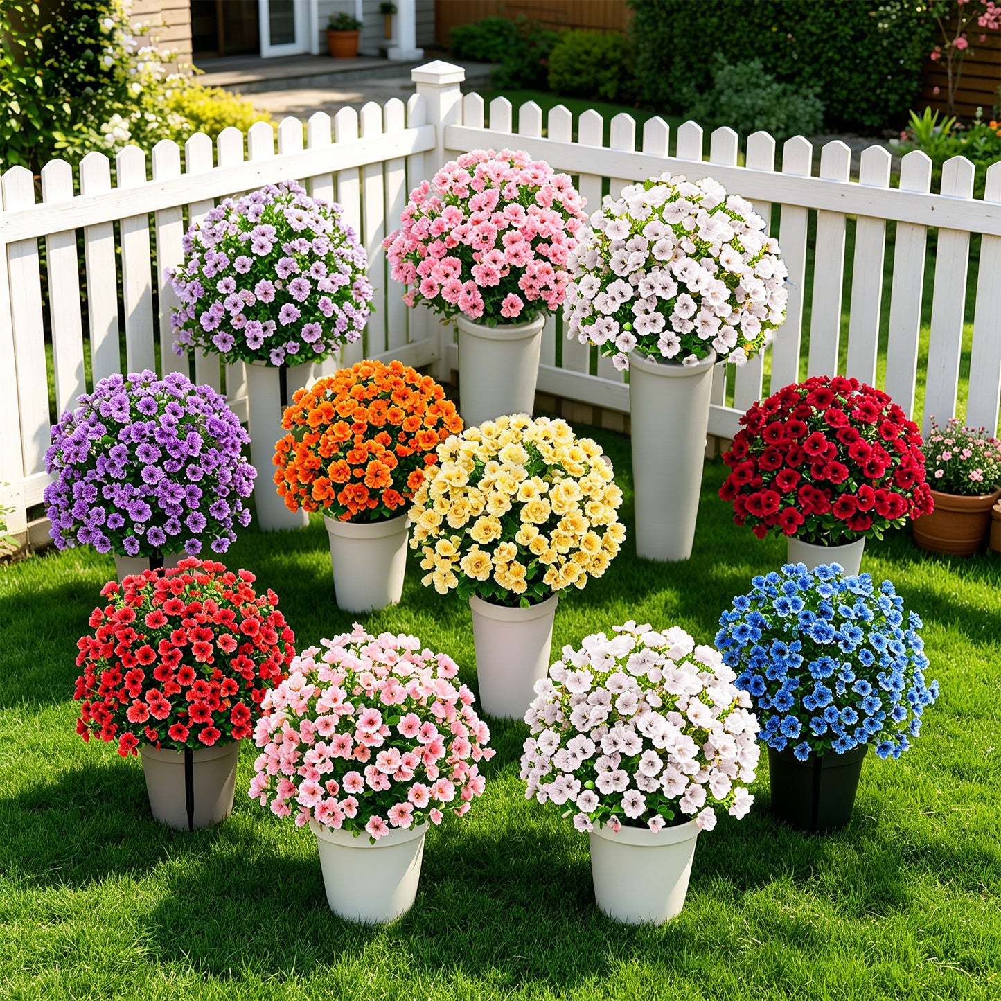 Lifelike Artificial Violet & Eucalyptus Garden Stakes - Weatherproof Plastic Flower Balls for Walkway & Lawn Decor