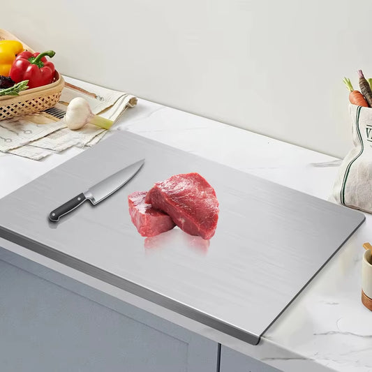 Professional 304 Stainless Steel Cutting Board | Antibacterial & Non-Slip Surface for Kneading, Chopping & Meal Prep