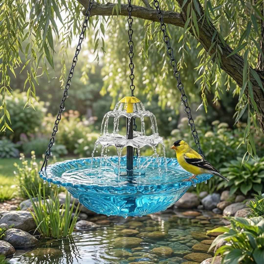 [BUY 2 AND GET AN EXTRA 10% OFF] ✨2026 Spring special offer 50% off-🐦Solar Cascade Hanging Bird Bath Fountain