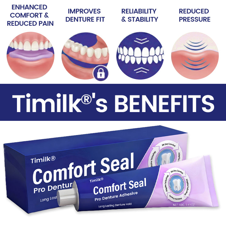 🔥 LIMITED SPECIAL OFFER 🔥 Timilk® Comfort Seal Pro Denture Adhesive🦷💜FDA Certified (Clinically Proven 96- Hour Lock Hold for Secure, Comfortable & Zinc-Free Denture Fit)