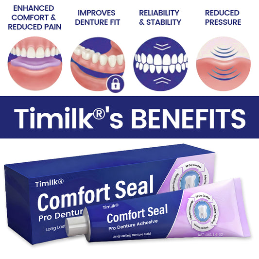 🔥 LIMITED SPECIAL OFFER 🔥 Timilk® Comfort Seal Pro Denture Adhesive🦷💜FDA Certified (Clinically Proven 96- Hour Lock Hold for Secure, Comfortable & Zinc-Free Denture Fit)