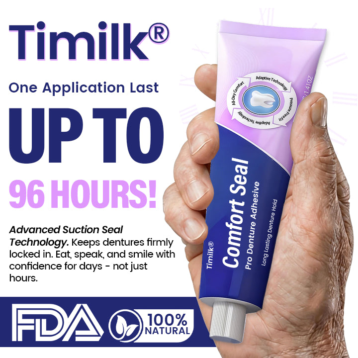 🔥 LIMITED SPECIAL OFFER 🔥 Timilk® Comfort Seal Pro Denture Adhesive🦷💜FDA Certified (Clinically Proven 96- Hour Lock Hold for Secure, Comfortable & Zinc-Free Denture Fit)