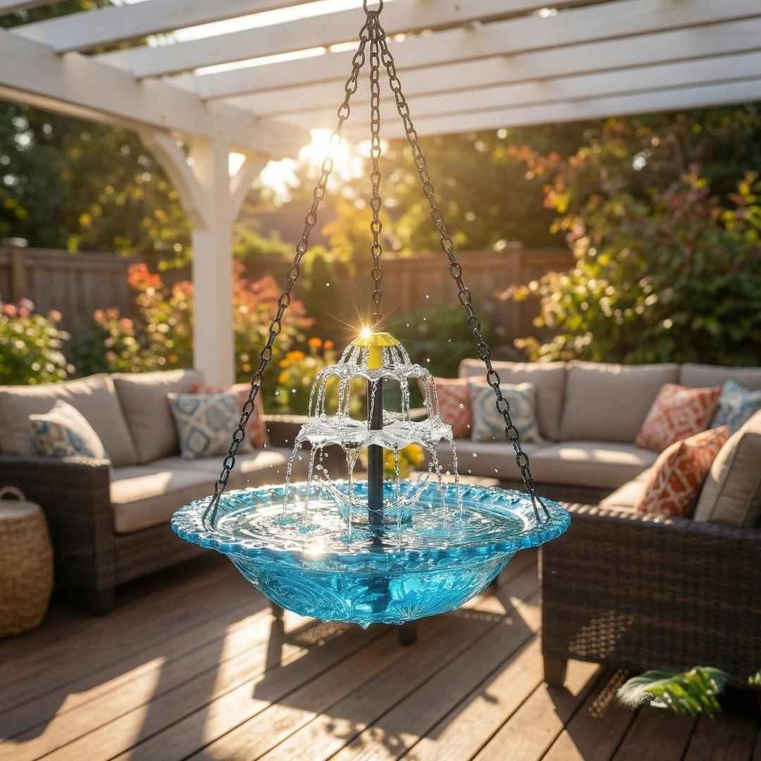 [BUY 2 AND GET AN EXTRA 10% OFF] ✨2026 Spring special offer 50% off-🐦Solar Cascade Hanging Bird Bath Fountain