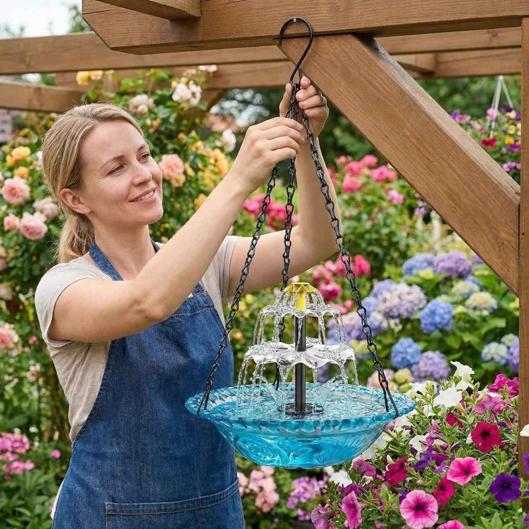 [BUY 2 AND GET AN EXTRA 10% OFF] ✨2026 Spring special offer 50% off-🐦Solar Cascade Hanging Bird Bath Fountain