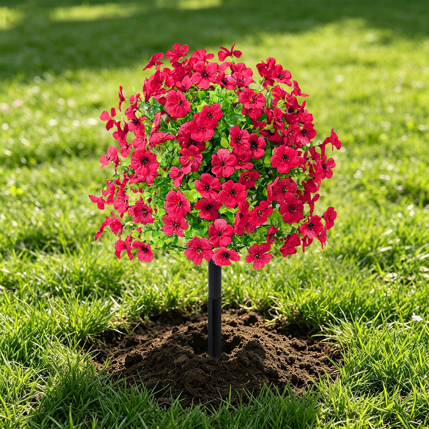 Lifelike Artificial Violet & Eucalyptus Garden Stakes - Weatherproof Plastic Flower Balls for Walkway & Lawn Decor