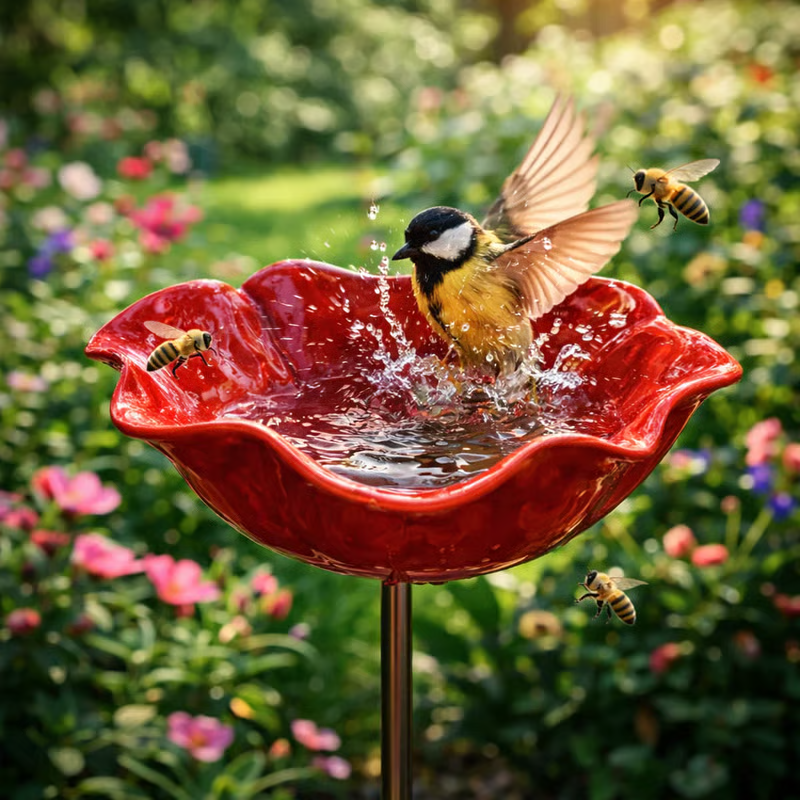 🐦2-in-1 Mini Bird Bath & Pollinator Water Station – ✨Attract Bees, Butterflies & Birds to Your Garden