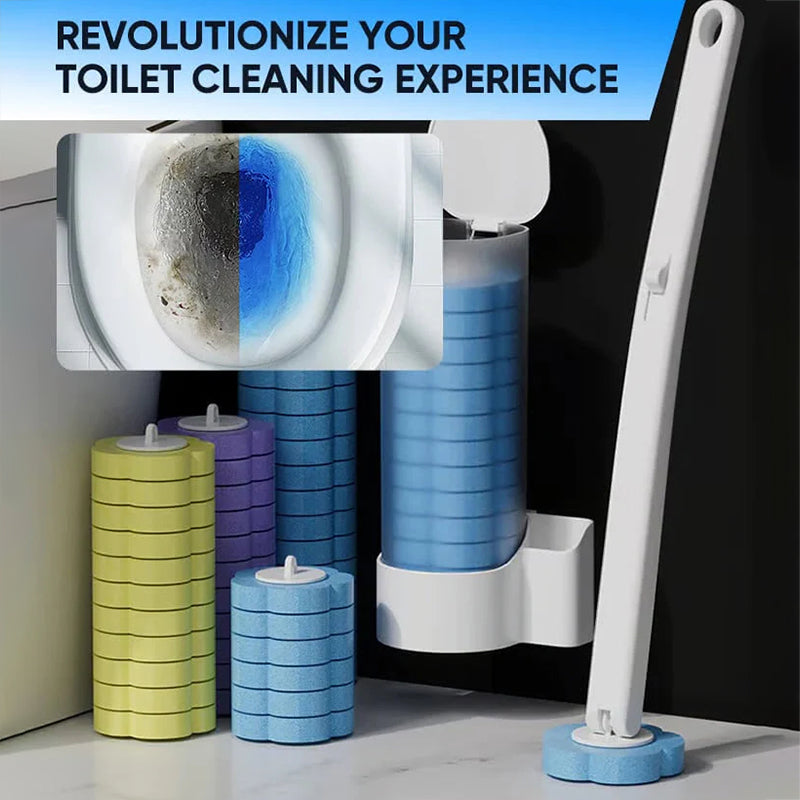 [BUY 2 AND GET AN EXTRA 15% OFF] Wall-Mounted Disposable Toilet Brush Set with 24 Replacement Heads | Hygienic Bathroom Cleaning System & Space-Saving Wand