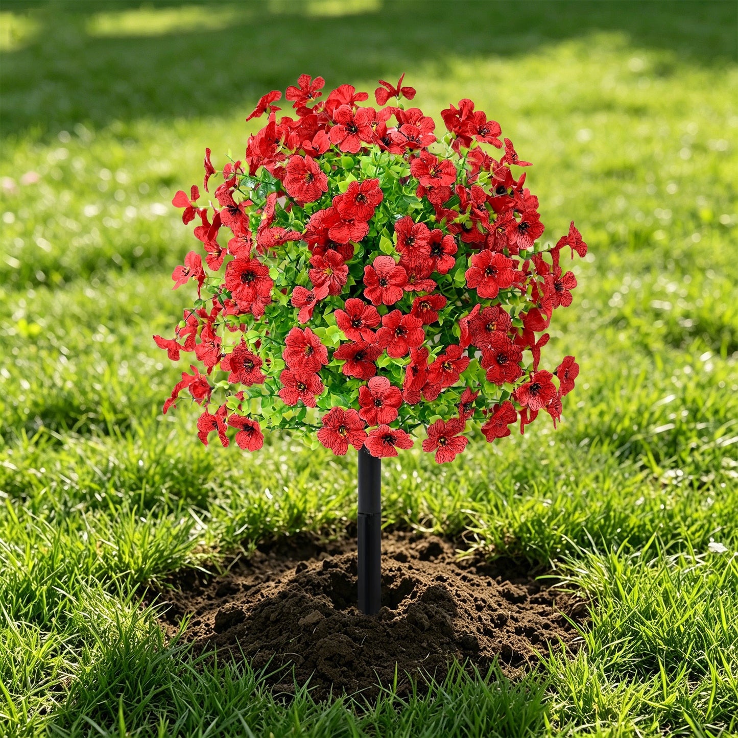 Lifelike Artificial Violet & Eucalyptus Garden Stakes - Weatherproof Plastic Flower Balls for Walkway & Lawn Decor