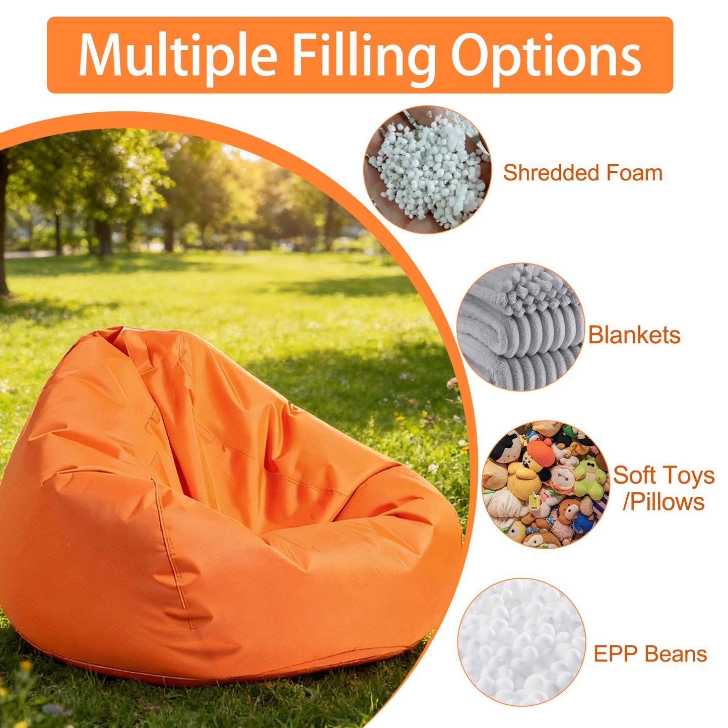 Buy 2 Get an Extra 20% Off🔥🔥Homgaa Solid Outdoor Water-Resistant Bean Bag Lounger Cover