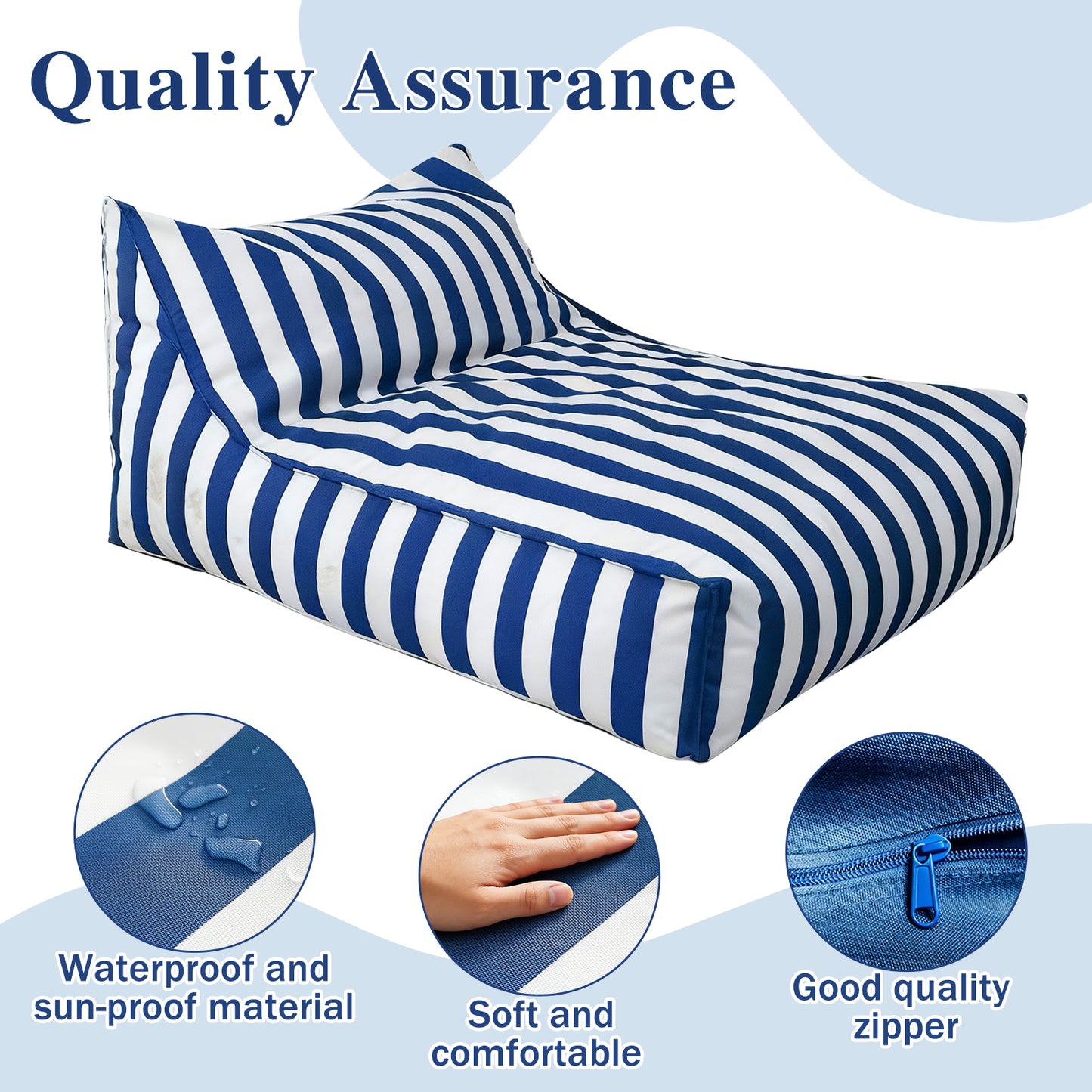 Homgaa™ Outdoor Water-Resistant Stripe Bean Bag Cover (Note: Cover Only)