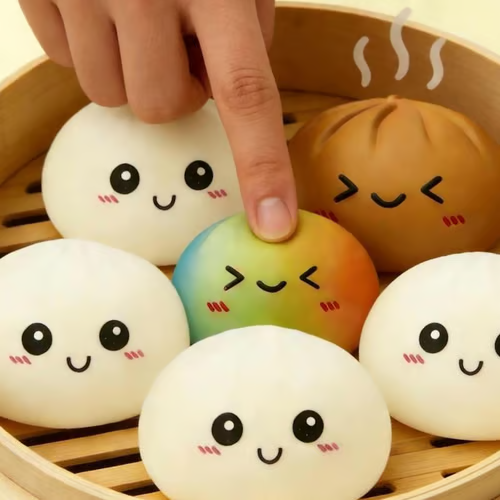 Buy 1 Get 1 Free: Mystery Dumpling Squishy Fidget Toy – Stress-Relieving Blind Box Bun Collectible