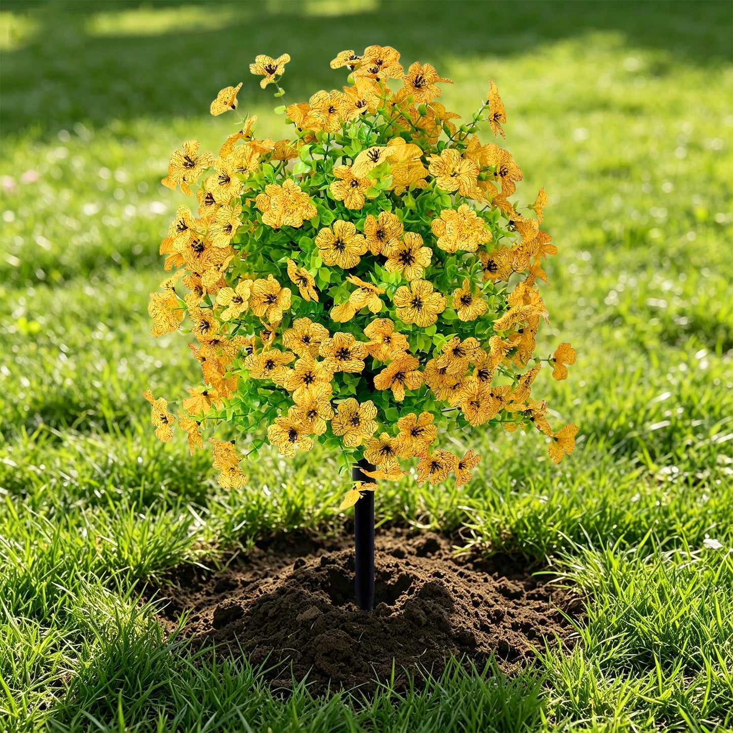 Lifelike Artificial Violet & Eucalyptus Garden Stakes - Weatherproof Plastic Flower Balls for Walkway & Lawn Decor