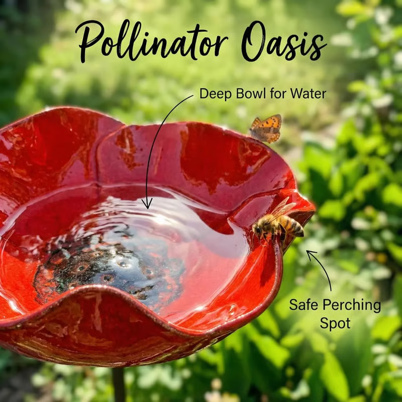 🐦2-in-1 Mini Bird Bath & Pollinator Water Station – ✨Attract Bees, Butterflies & Birds to Your Garden