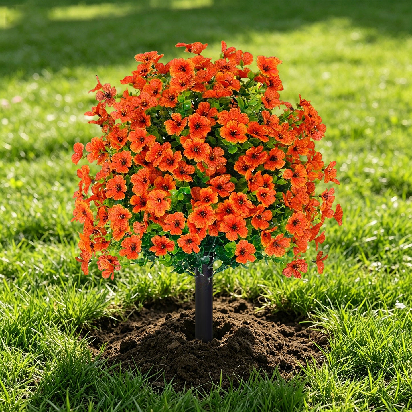 Lifelike Artificial Violet & Eucalyptus Garden Stakes - Weatherproof Plastic Flower Balls for Walkway & Lawn Decor