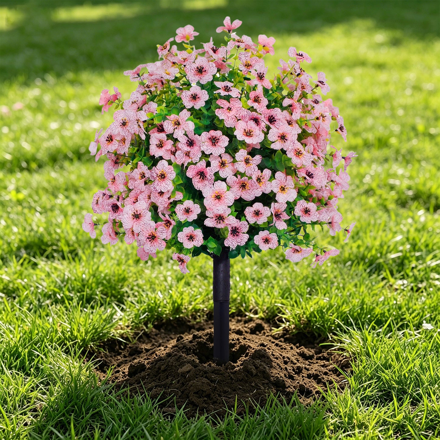 Lifelike Artificial Violet & Eucalyptus Garden Stakes - Weatherproof Plastic Flower Balls for Walkway & Lawn Decor