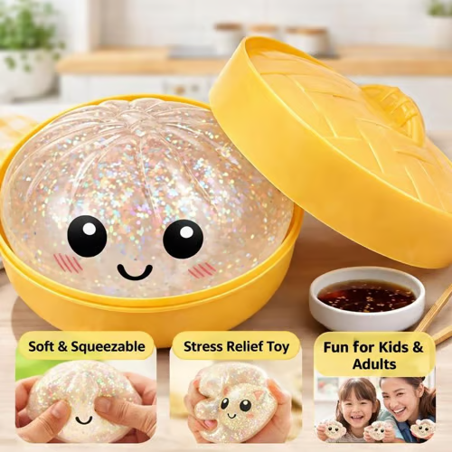 Buy 1 Get 1 Free: Mystery Dumpling Squishy Fidget Toy – Stress-Relieving Blind Box Bun Collectible