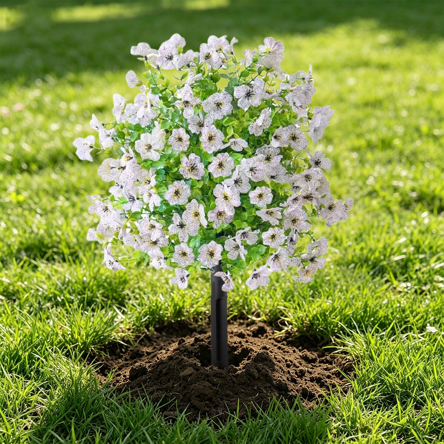 Lifelike Artificial Violet & Eucalyptus Garden Stakes - Weatherproof Plastic Flower Balls for Walkway & Lawn Decor