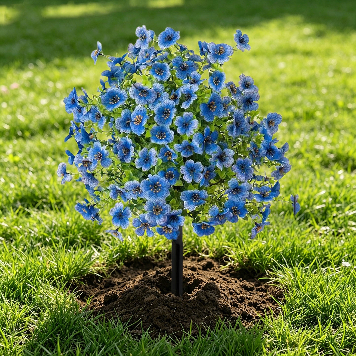 Lifelike Artificial Violet & Eucalyptus Garden Stakes - Weatherproof Plastic Flower Balls for Walkway & Lawn Decor