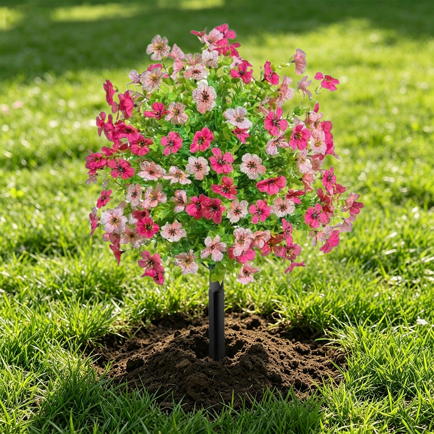 Lifelike Artificial Violet & Eucalyptus Garden Stakes - Weatherproof Plastic Flower Balls for Walkway & Lawn Decor