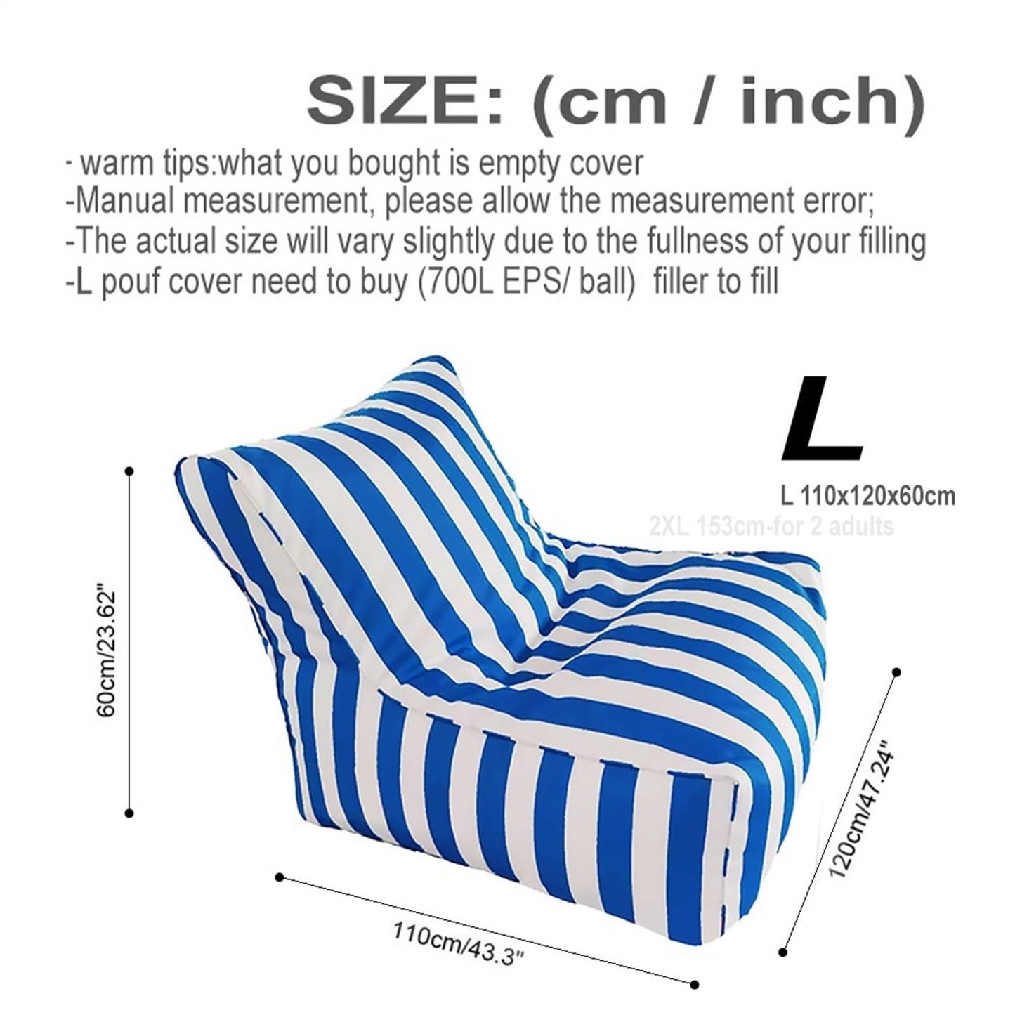 Floating Bean Bag Pool Float Chair Cover, Water-Resistant Luxury Lounge Pool Bed Shell for Adults (Cover Only)