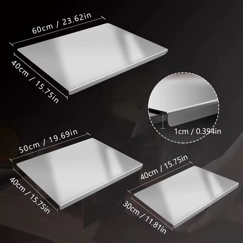 Professional 304 Stainless Steel Cutting Board | Antibacterial & Non-Slip Surface for Kneading, Chopping & Meal Prep
