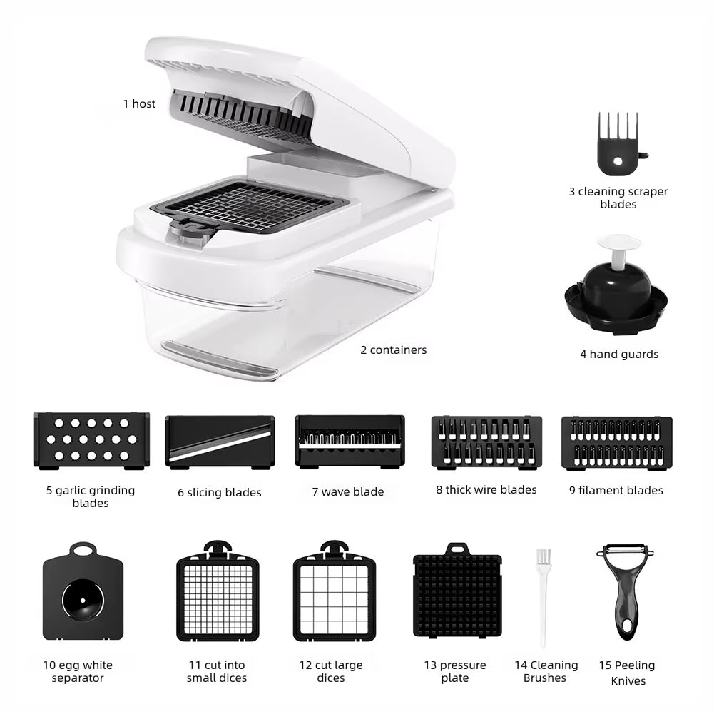 [BUY 2 AND GET AN EXTRA 10% OFF] 15-in-1 Professional Vegetable Chopper | Multi-functional Kitchen Slicer & Dicer with 15 Blades for Meal Prep