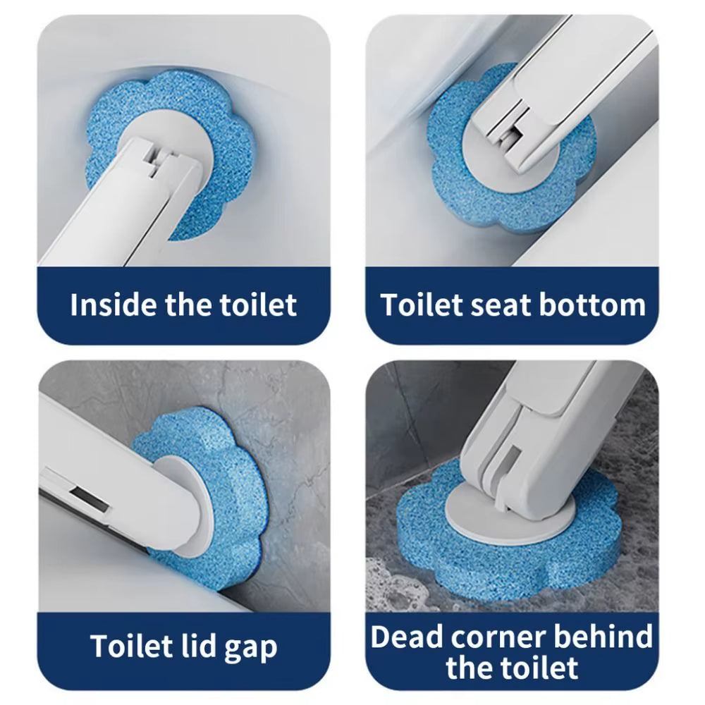 [BUY 2 AND GET AN EXTRA 15% OFF] Wall-Mounted Disposable Toilet Brush Set with 24 Replacement Heads | Hygienic Bathroom Cleaning System & Space-Saving Wand