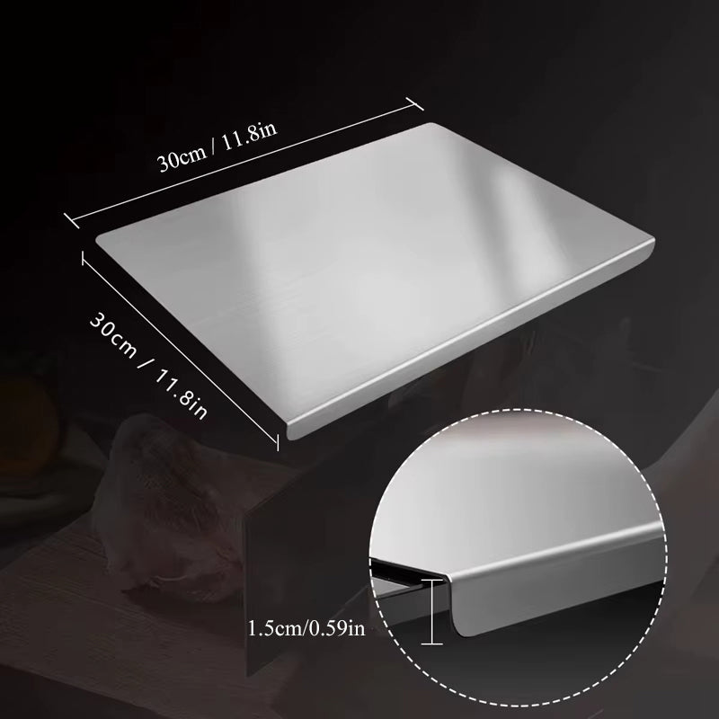 Professional 304 Stainless Steel Cutting Board | Antibacterial & Non-Slip Surface for Kneading, Chopping & Meal Prep
