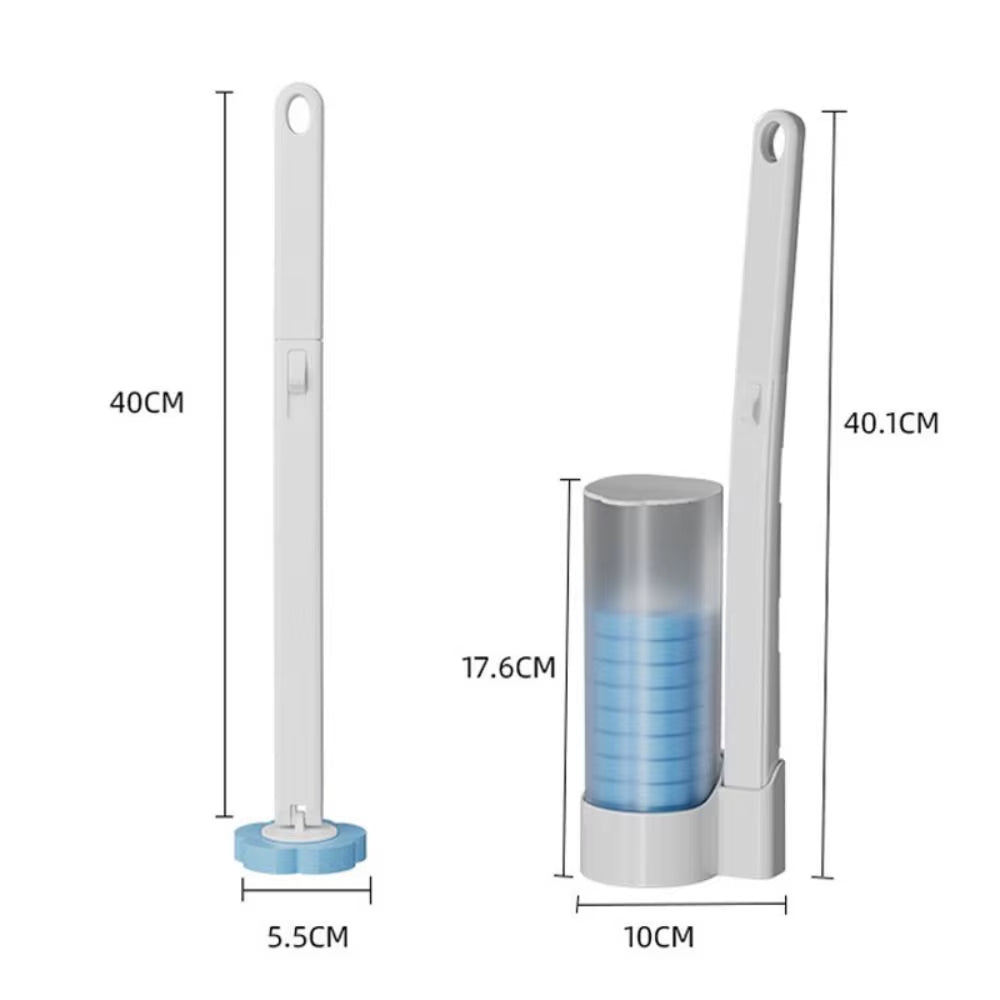 [BUY 2 AND GET AN EXTRA 15% OFF] Wall-Mounted Disposable Toilet Brush Set with 24 Replacement Heads | Hygienic Bathroom Cleaning System & Space-Saving Wand