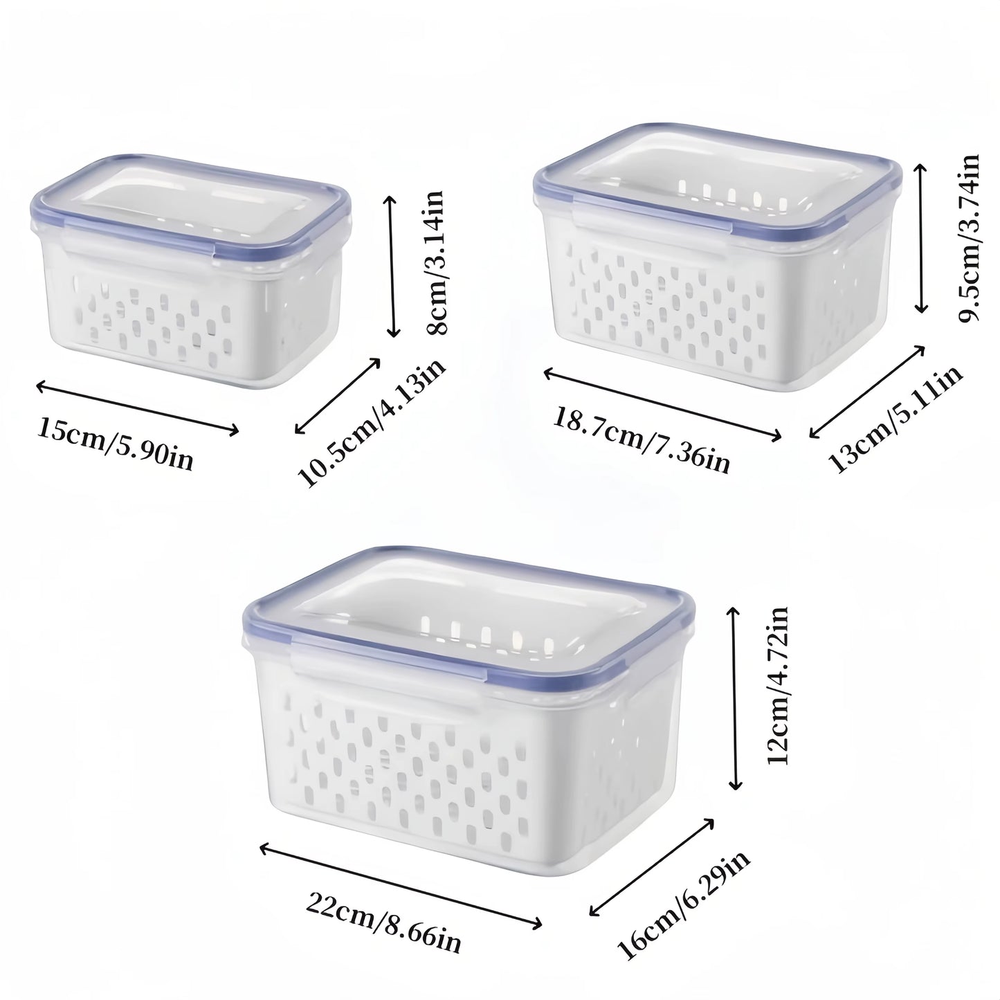 Stackable Fridge Organizer Set with Colander - Fresh Vegetable & Fruit Storage Bins, BPA-Free Kitchen Pantry Containers