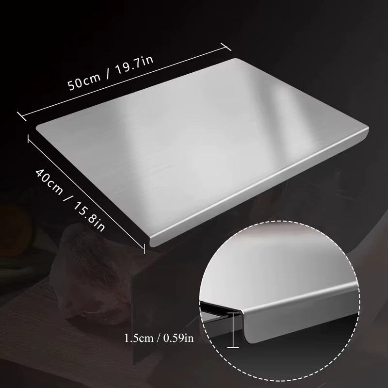 Professional 304 Stainless Steel Cutting Board | Antibacterial & Non-Slip Surface for Kneading, Chopping & Meal Prep