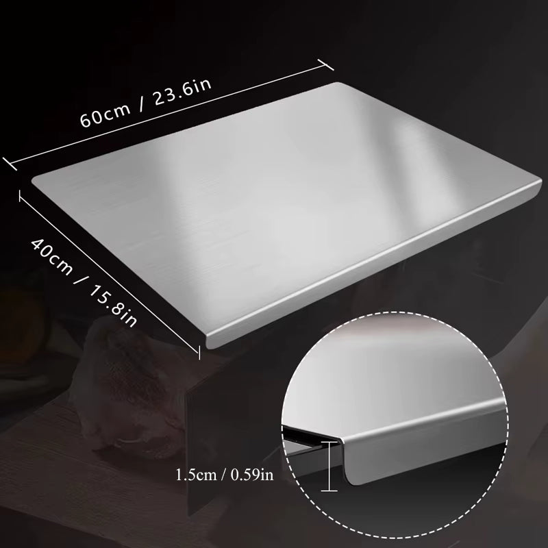 Professional 304 Stainless Steel Cutting Board | Antibacterial & Non-Slip Surface for Kneading, Chopping & Meal Prep