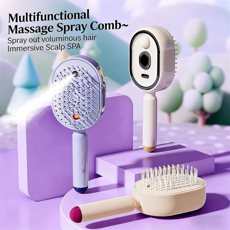 Buy 2 Get an Extra 20% Off🔥🔥Electric Spray Air Cushion Massage Comb | Infrared Red Blue Light Hair Growth Scalp Massager | 3-in-1 Smart Anti-Static Detangling Brush