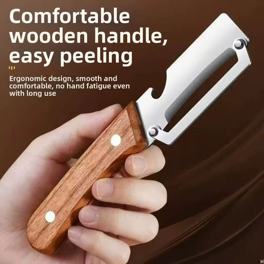 Premium Stainless Steel Peeler with Ergonomic Wooden Handle – Durable Vegetable & Fruit Slicer for Home Kitchen