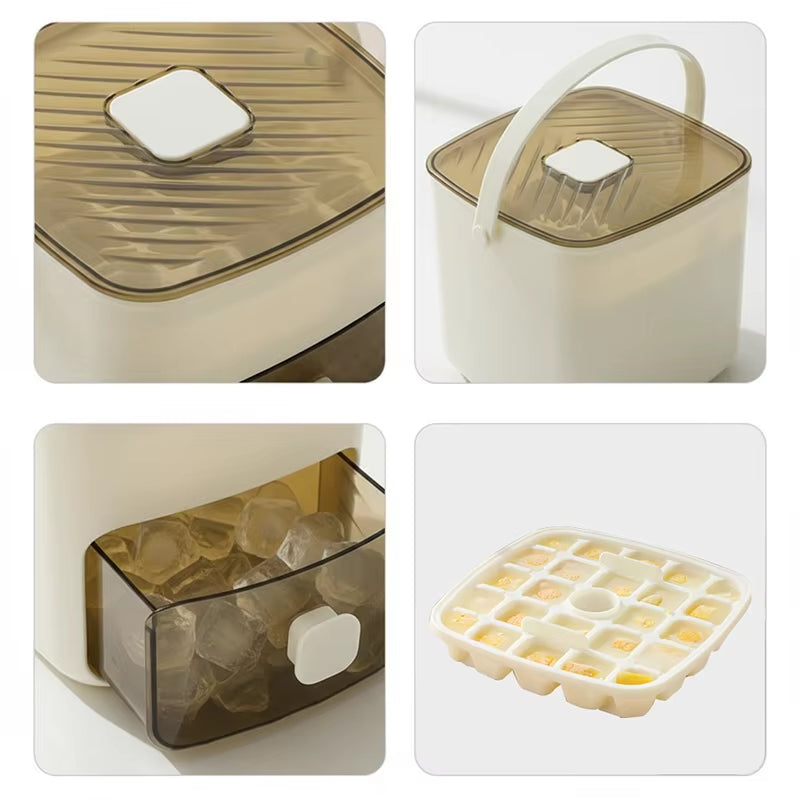 Easy-Release Press Ice Cube Maker - 48 Grids Large Capacity Storage Container for Party & Bar