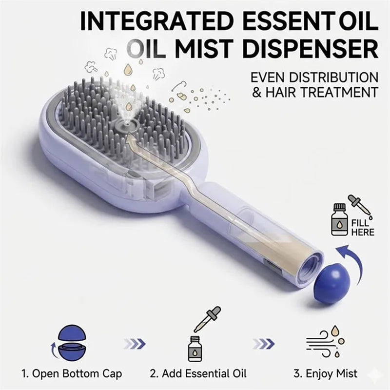 Buy 2 Get an Extra 20% Off🔥🔥Electric Spray Air Cushion Massage Comb | Infrared Red Blue Light Hair Growth Scalp Massager | 3-in-1 Smart Anti-Static Detangling Brush