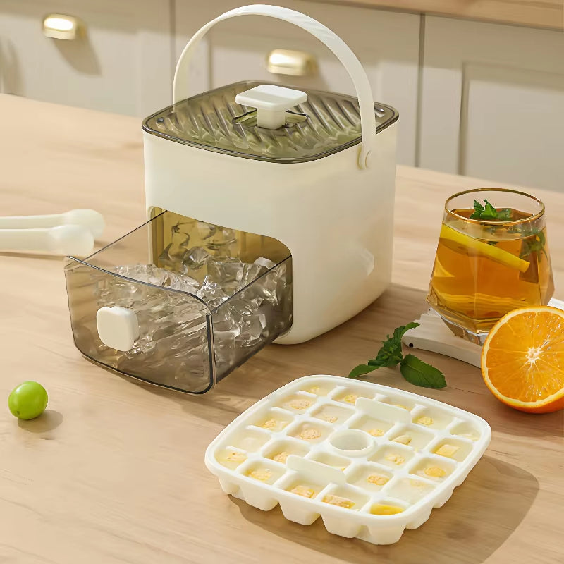 Easy-Release Press Ice Cube Maker - 48 Grids Large Capacity Storage Container for Party & Bar