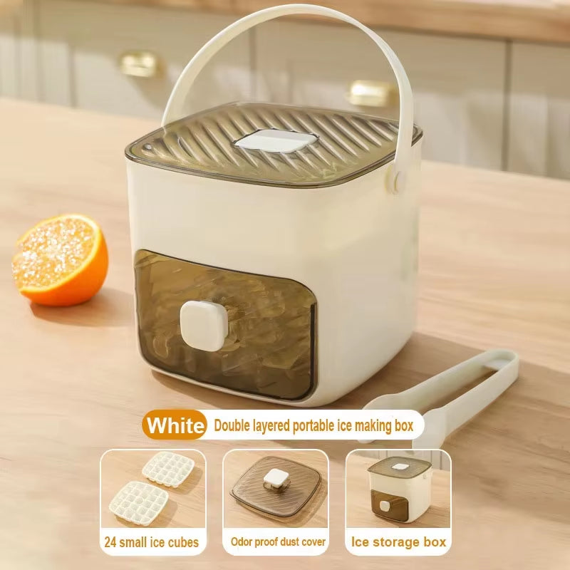 Easy-Release Press Ice Cube Maker - 48 Grids Large Capacity Storage Container for Party & Bar