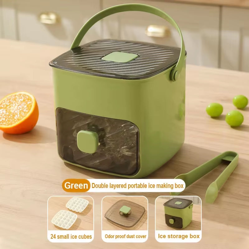 Easy-Release Press Ice Cube Maker - 48 Grids Large Capacity Storage Container for Party & Bar