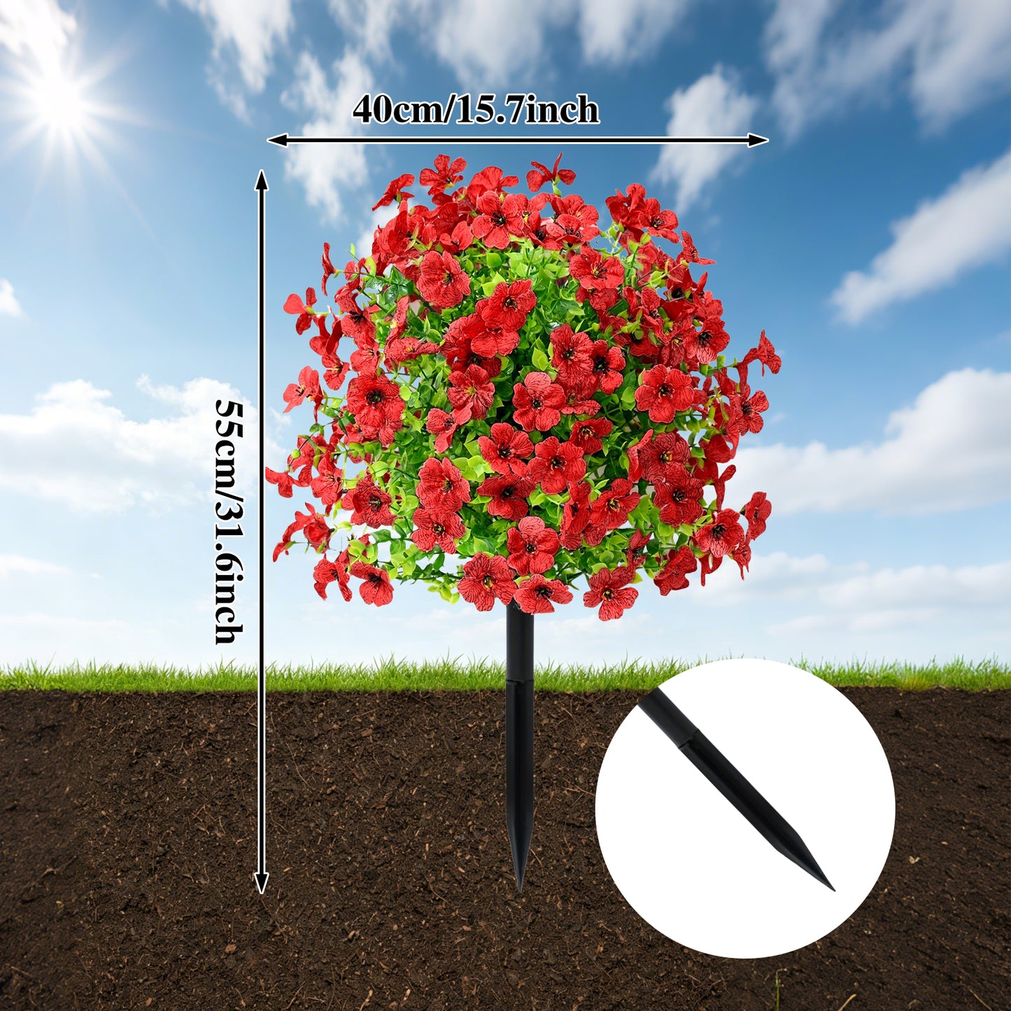Lifelike Artificial Violet & Eucalyptus Garden Stakes - Weatherproof Plastic Flower Balls for Walkway & Lawn Decor